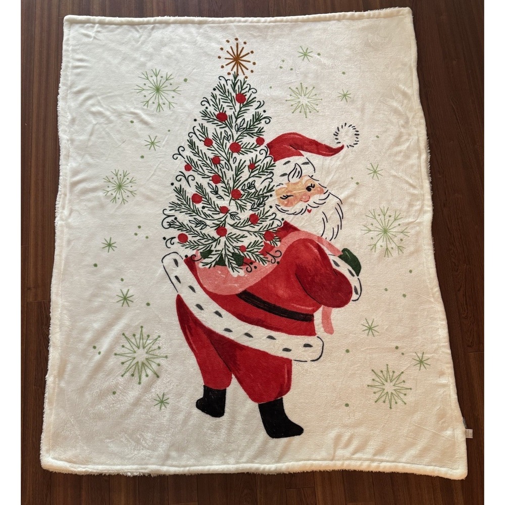 Hallmark 2025 VIP Retro Santa Plush Blanket Mid Century Christmas Tree Throw